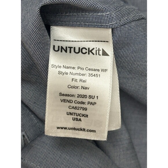 UNTUCKit Shirt Mens 2XL Blue Wrinkle Free Relaxed Fit Pio Cesare Button Down EUC - Picture 8 of 13